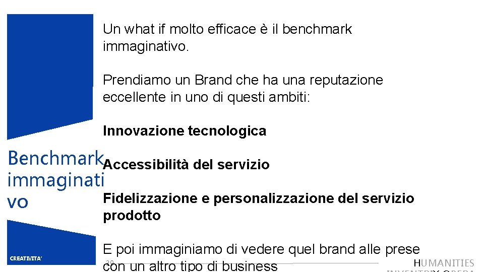 Un what if molto efficace è il benchmark immaginativo. Prendiamo un Brand che ha