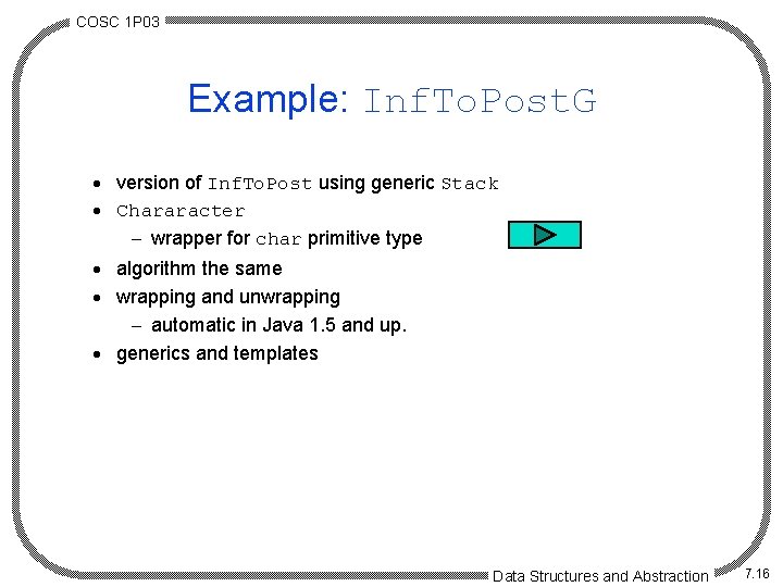COSC 1 P 03 Example: Inf. To. Post. G · version of Inf. To.