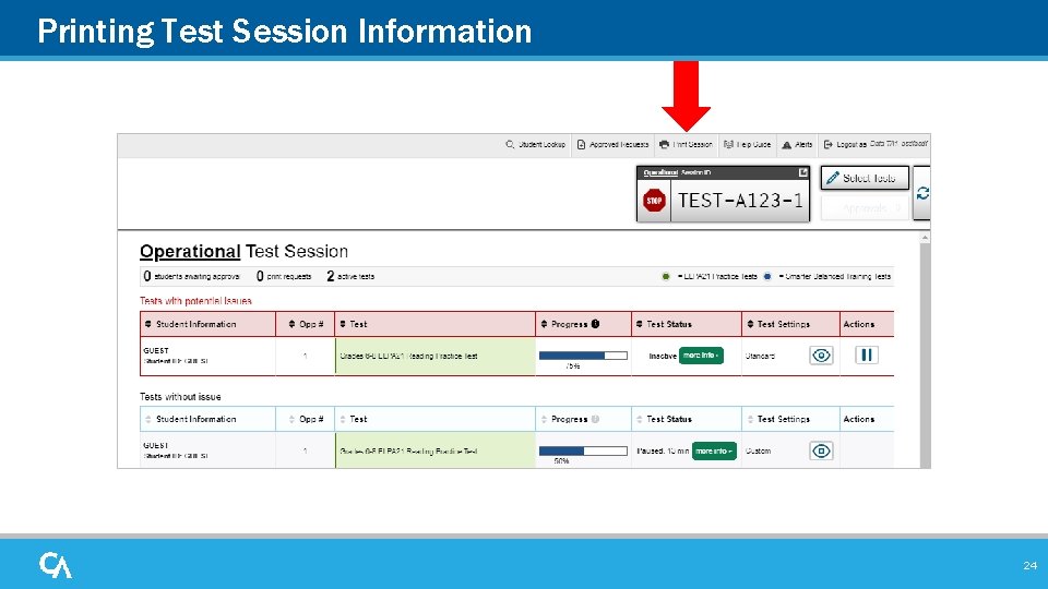 Printing Test Session Information 24 Printing Test Session Information 24