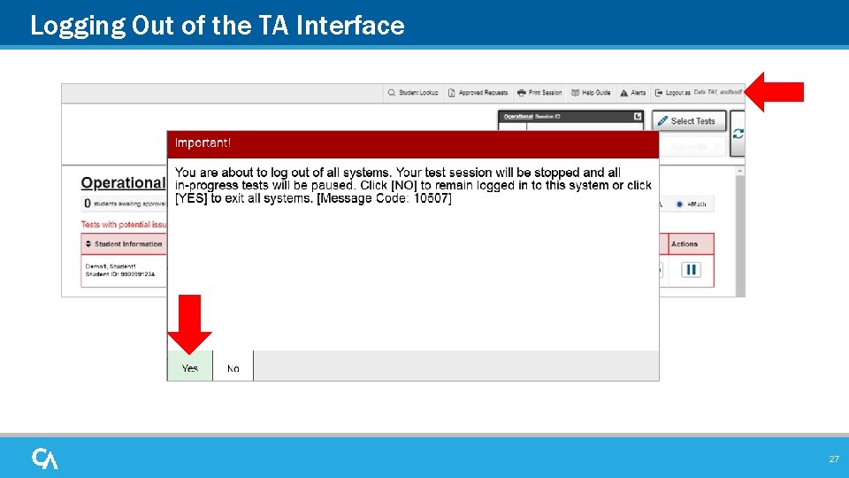 Logging Out of the TA Interface 27 Logging Out of the TA Interface 27