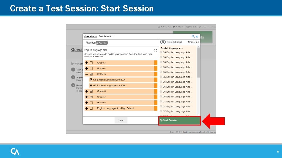 Create a Test Session: Start Session 9 Create a Test Session: Start Session 9
