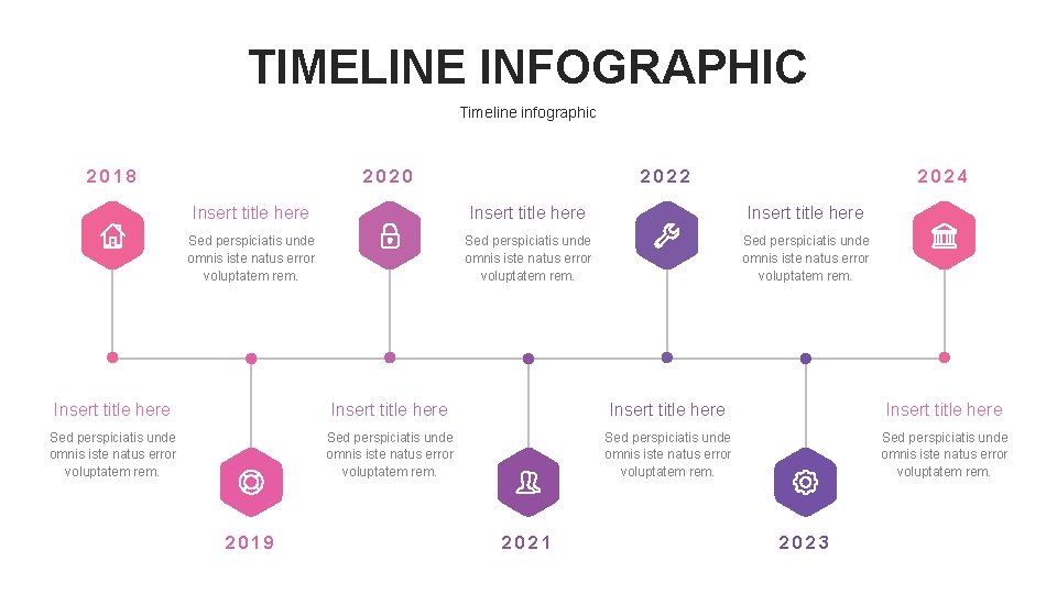 TIMELINE INFOGRAPHIC Timeline infographic 2018 2020 2022 2024 Insert title here Sed perspiciatis unde