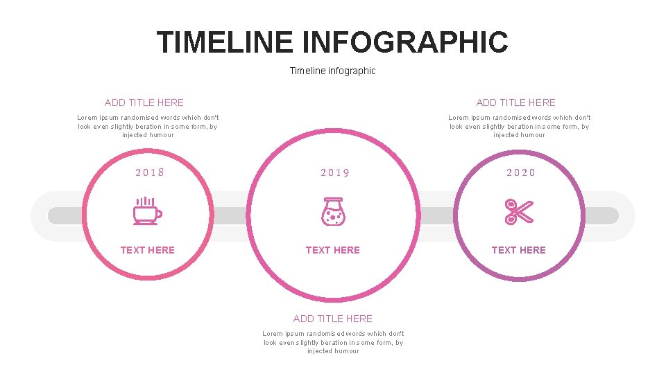 TIMELINE INFOGRAPHIC Timeline infographic ADD TITLE HERE Lorem ipsum randomised words which don't look