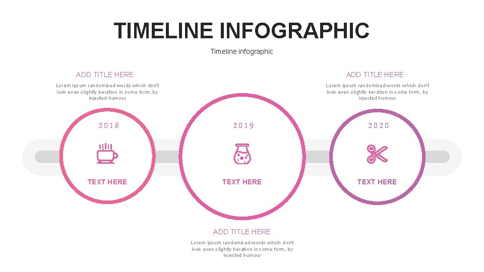 TIMELINE INFOGRAPHIC Timeline infographic ADD TITLE HERE Lorem ipsum randomised words which don't look