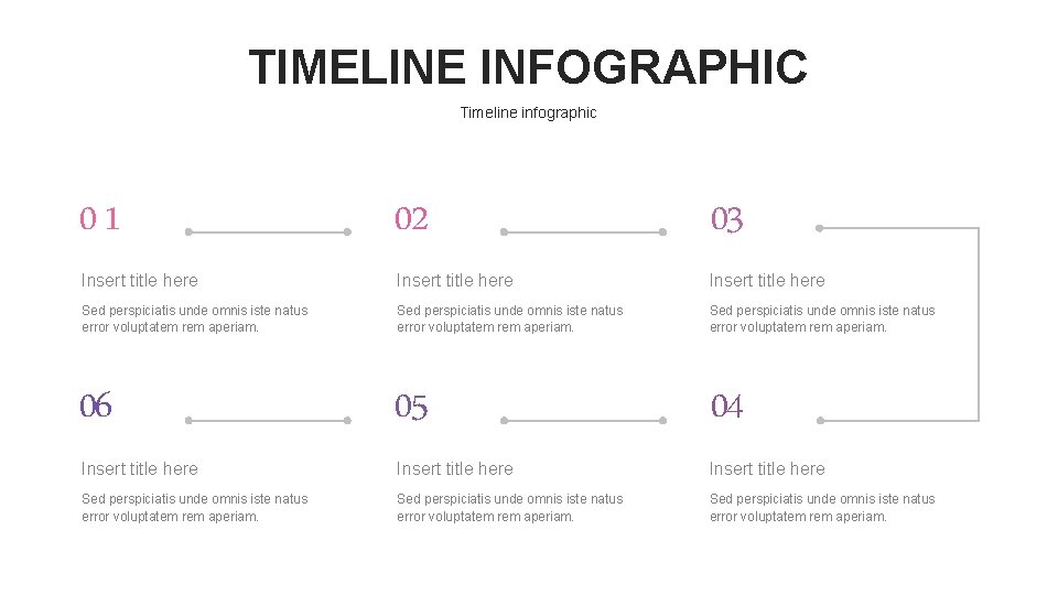 TIMELINE INFOGRAPHIC Timeline infographic 01 02 03 Insert title here Sed perspiciatis unde omnis