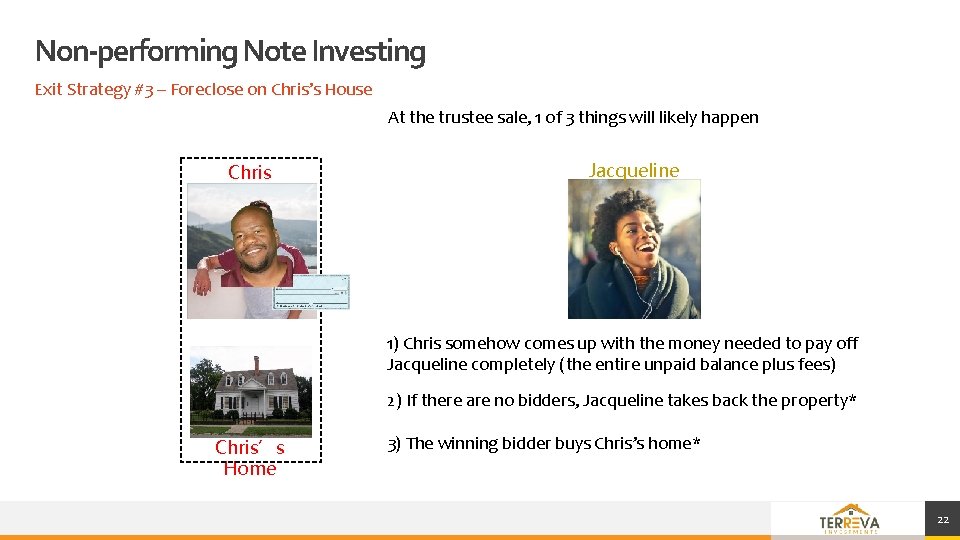 Non-performing Note Investing Exit Strategy #3 – Foreclose on Chris’s House At the trustee Non-performing Note Investing Exit Strategy #3 – Foreclose on Chris’s House At the trustee
