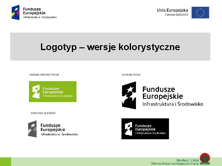 Logotyp – wersje kolorystyczne MONOCHROMATYCZNE ODCIENIE SZAROŚCI CZARNO-BIAŁE 