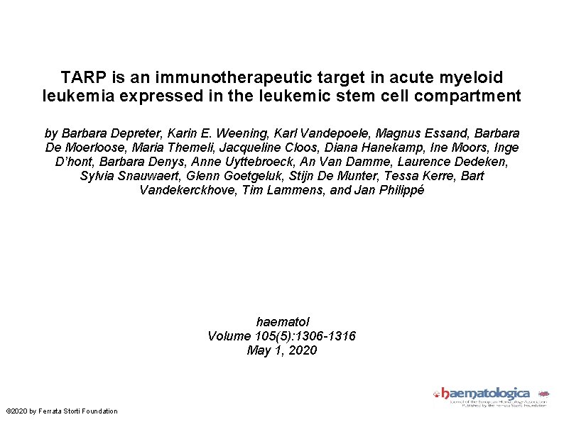 TARP is an immunotherapeutic target in acute myeloid leukemia expressed in the leukemic stem