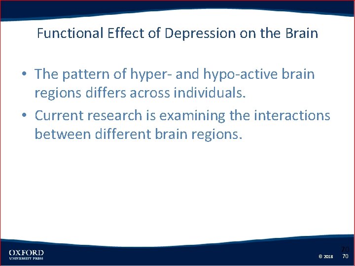 Functional Effect of Depression on the Brain • The pattern of hyper- and hypo-active