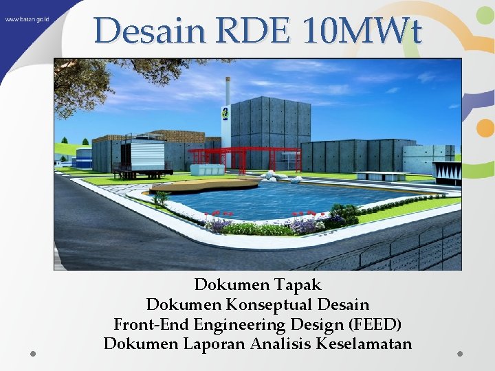 Desain RDE 10 MWt Dokumen Tapak Dokumen Konseptual Desain Front-End Engineering Design (FEED) Dokumen