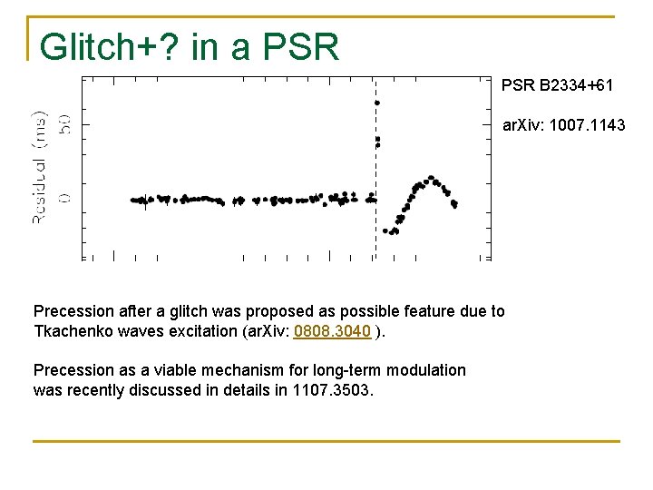 Glitch+? in a PSR B 2334+61 ar. Xiv: 1007. 1143 Precession after a glitch