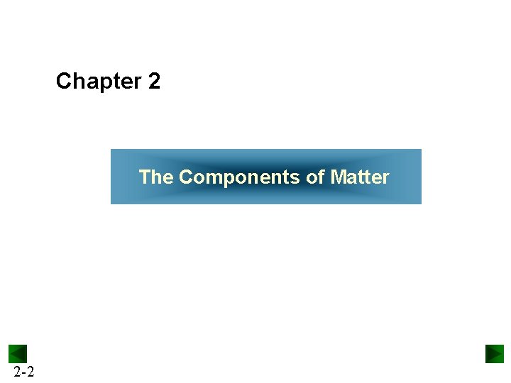 Chapter 2 The Components of Matter 2 -2 