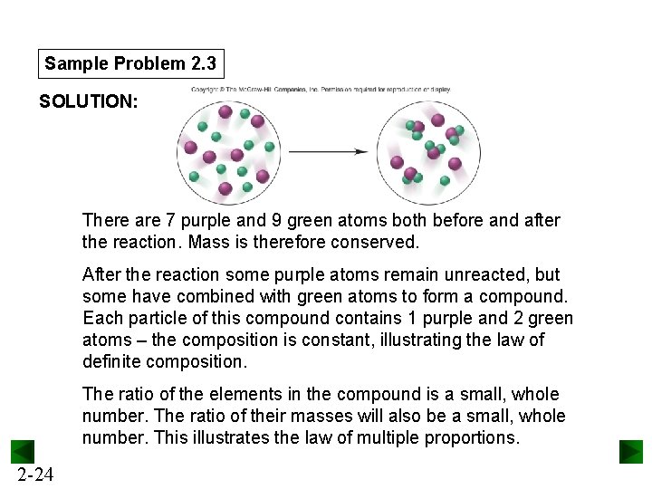 Sample Problem 2. 3 SOLUTION: There are 7 purple and 9 green atoms both
