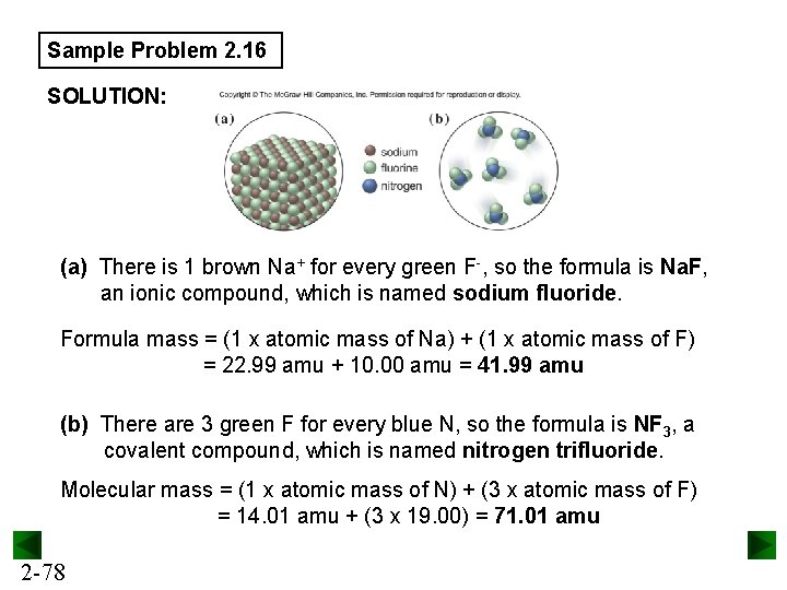 Sample Problem 2. 16 SOLUTION: (a) There is 1 brown Na+ for every green