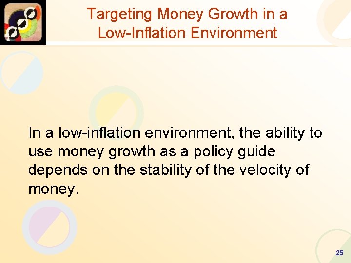 Targeting Money Growth in a Low-Inflation Environment In a low-inflation environment, the ability to