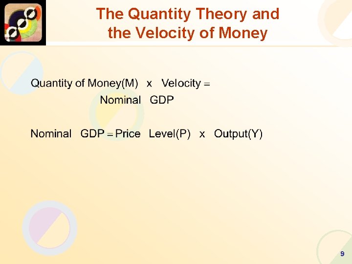 The Quantity Theory and the Velocity of Money 9 