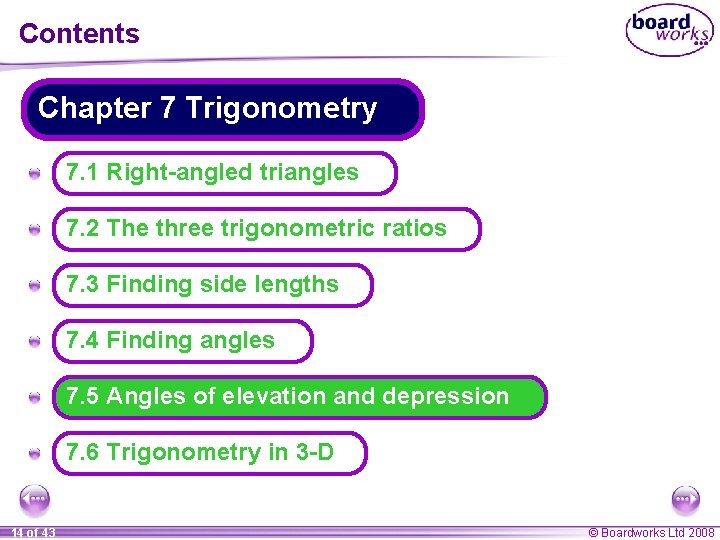 Contents Chapter 7 Trigonometry A 7. 1 Right-angled triangles A 7. 2 The three