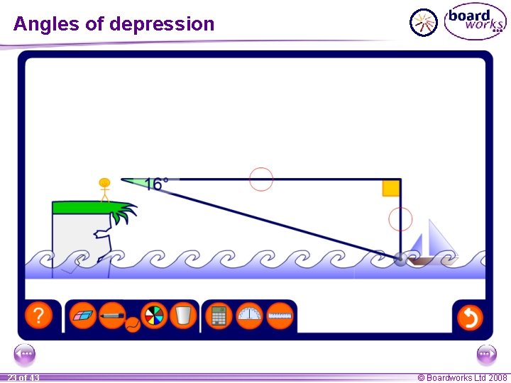 Angles of depression 23 of 43 © Boardworks Ltd 2008 