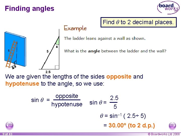 Finding angles Find θ to 2 decimal places. We are given the lengths of