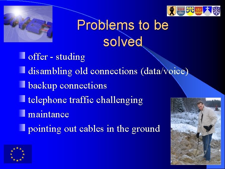 Problems to be solved offer - studing disambling old connections (data/voice) backup connections telephone