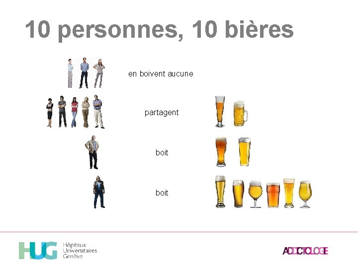 10 personnes, 10 bières en boivent aucune partagent boit 