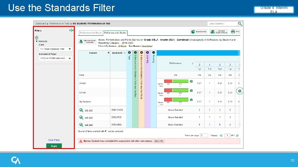 Use the Standards Filter Grade 4 Interim ELA 52 Use the Standards Filter Grade 4 Interim ELA 52
