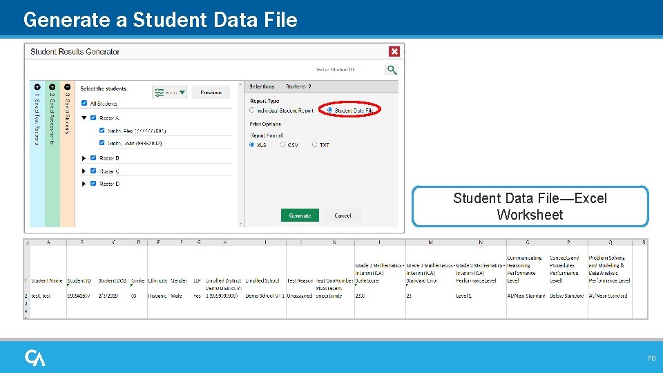 Generate a Student Data File—Excel Worksheet 70 Generate a Student Data File—Excel Worksheet 70