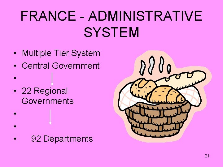 FRANCE - ADMINISTRATIVE SYSTEM • Multiple Tier System • Central Government • • 22