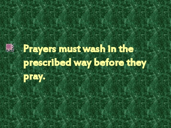 Prayers must wash in the prescribed way before they pray. 