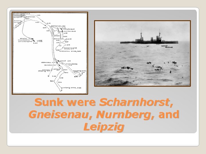 Sunk were Scharnhorst, Gneisenau, Nurnberg, and Leipzig 
