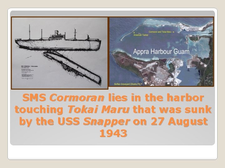 SMS Cormoran lies in the harbor touching Tokai Maru that was sunk by the
