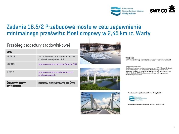 Zadanie 1 B. 5/2 Przebudowa mostu w celu zapewnienia minimalnego prześwitu: Most drogowy w