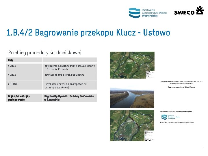 1. B. 4/2 Bagrowanie przekopu Klucz - Ustowo Przebieg procedury środowiskowej Data V 2018