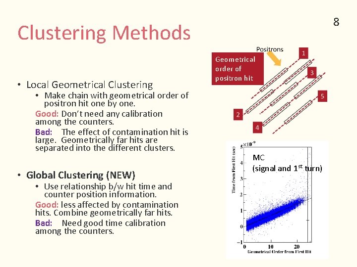 8 Clustering Methods • Local Geometrical Clustering • Make chain with geometrical order of