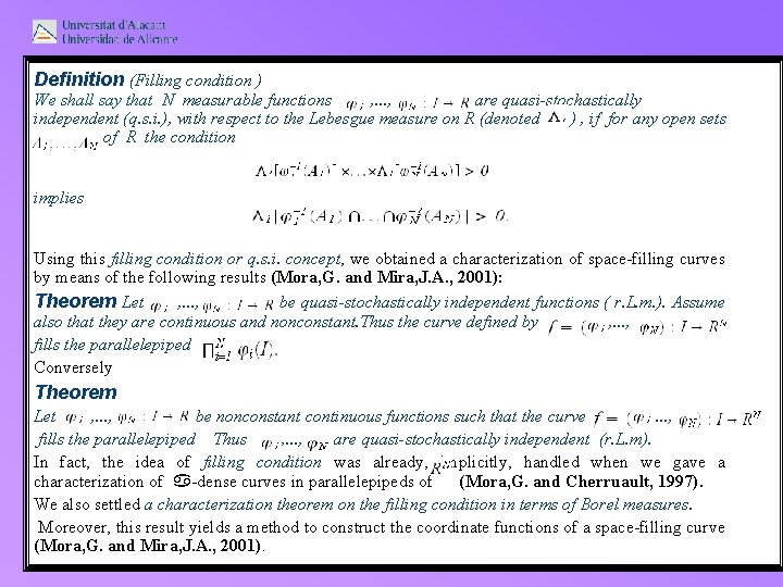 Definition (Filling condition ) We shall say that N measurable functions , . . Definition (Filling condition ) We shall say that N measurable functions , . .
