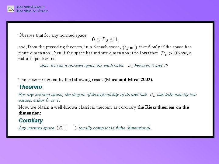 Observe that for any normed space and, from the preceding theorem, in a Banach Observe that for any normed space and, from the preceding theorem, in a Banach