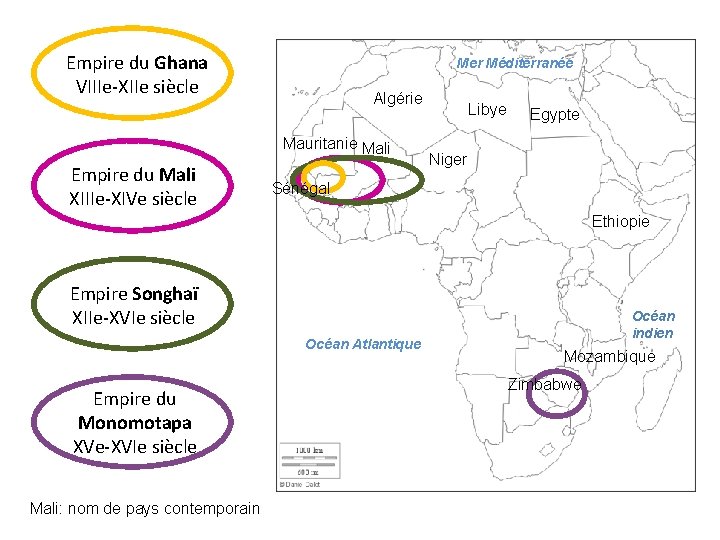  Empire du Ghana VIIIe-XIIe siècle Mer Méditerranée Algérie Mauritanie Mali Empire du Mali