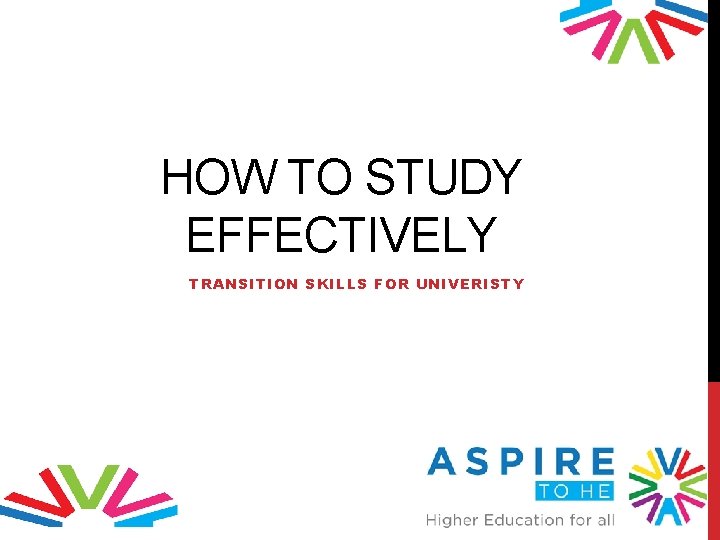 Study Transition HOW TO STUDY EFFECTIVELY TRANSITION SKILLS FOR UNIVERISTY