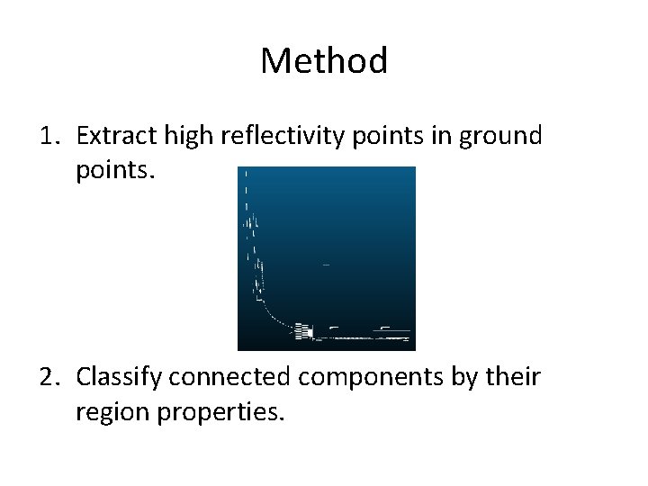 Method 1. Extract high reflectivity points in ground points. 2. Classify connected components by