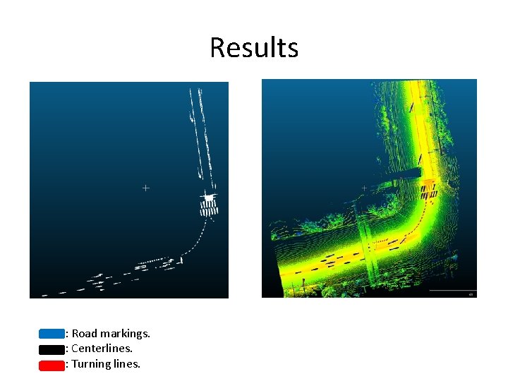 Results : Road markings. : Centerlines. : Turning lines. 