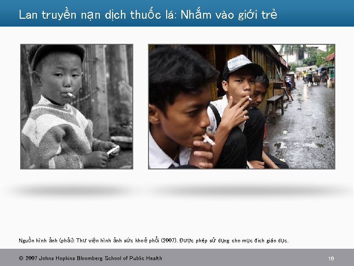 Lan truyền nạn dịch thuốc lá: Nhắm vào giới trẻ Nguồn hình ảnh (phải):