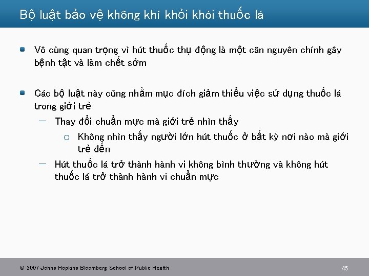 Bộ luật bảo vệ không khí khỏi khói thuốc lá Vô cùng quan trọng