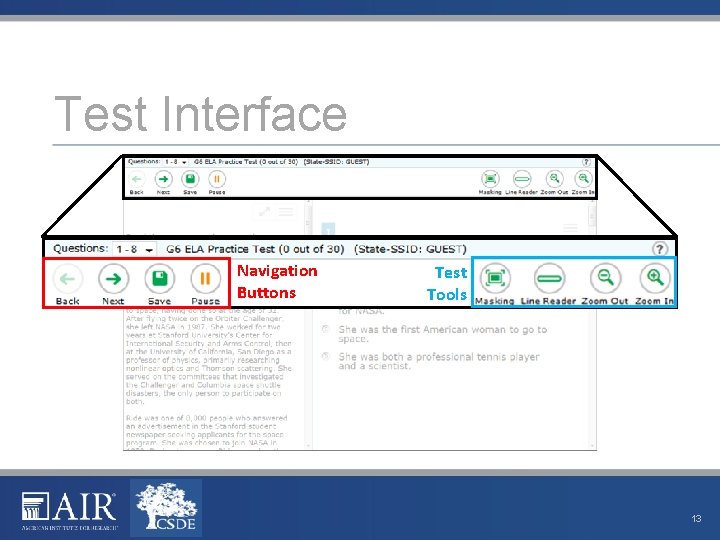 Test Interface Navigation Buttons Test Tools 13 