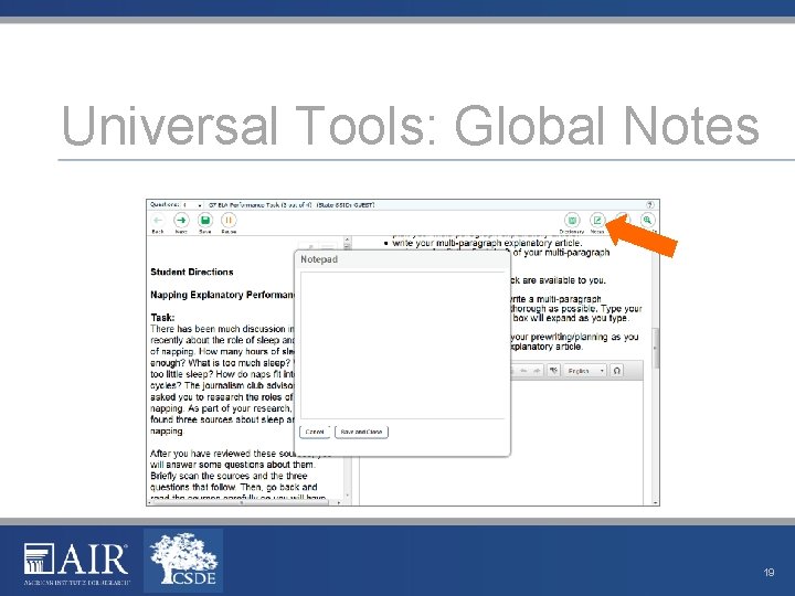 Universal Tools: Global Notes 19 