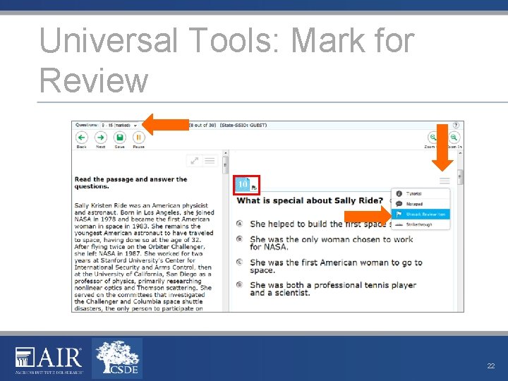 Universal Tools: Mark for Review 22 