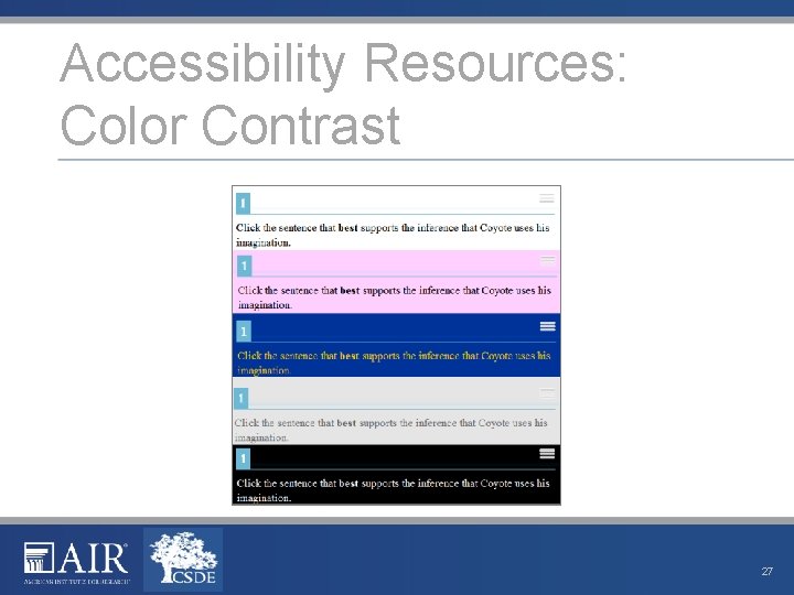 Accessibility Resources: Color Contrast 27 