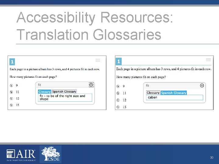 Accessibility Resources: Translation Glossaries 30 