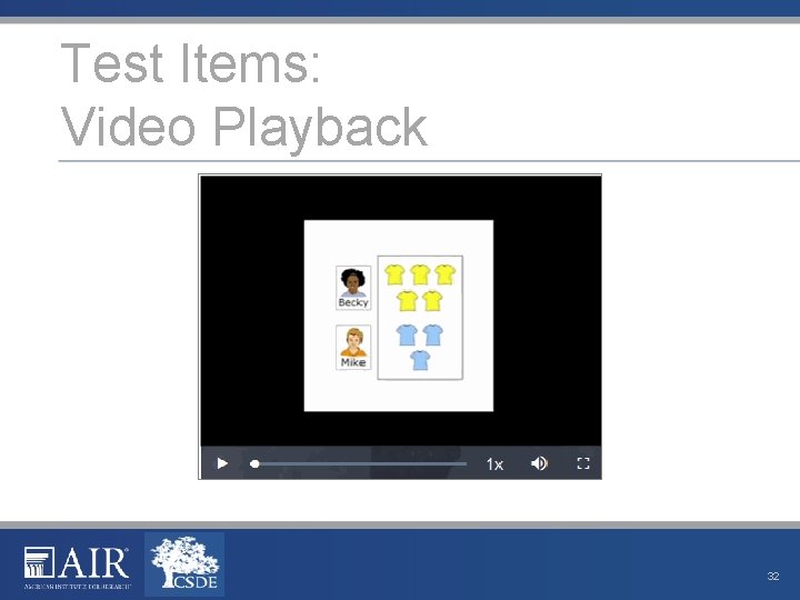 Test Items: Video Playback 32 