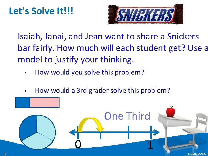 Let’s Solve It!!! Isaiah, Janai, and Jean want to share a Snickers bar fairly.