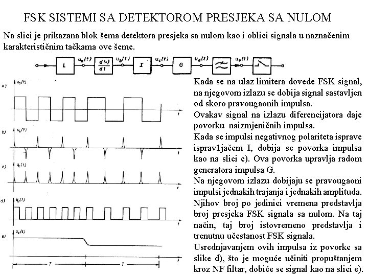 FSK SISTEMI SA DETEKTOROM PRESJEKA SA NULOM Na slici je prikazana blok šema detektora